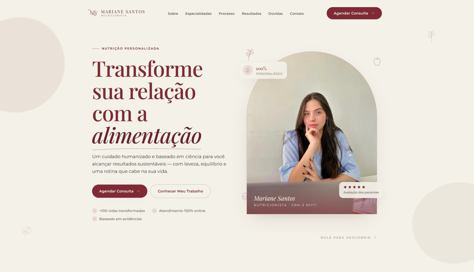 Mariane Santos Nutri — landing page