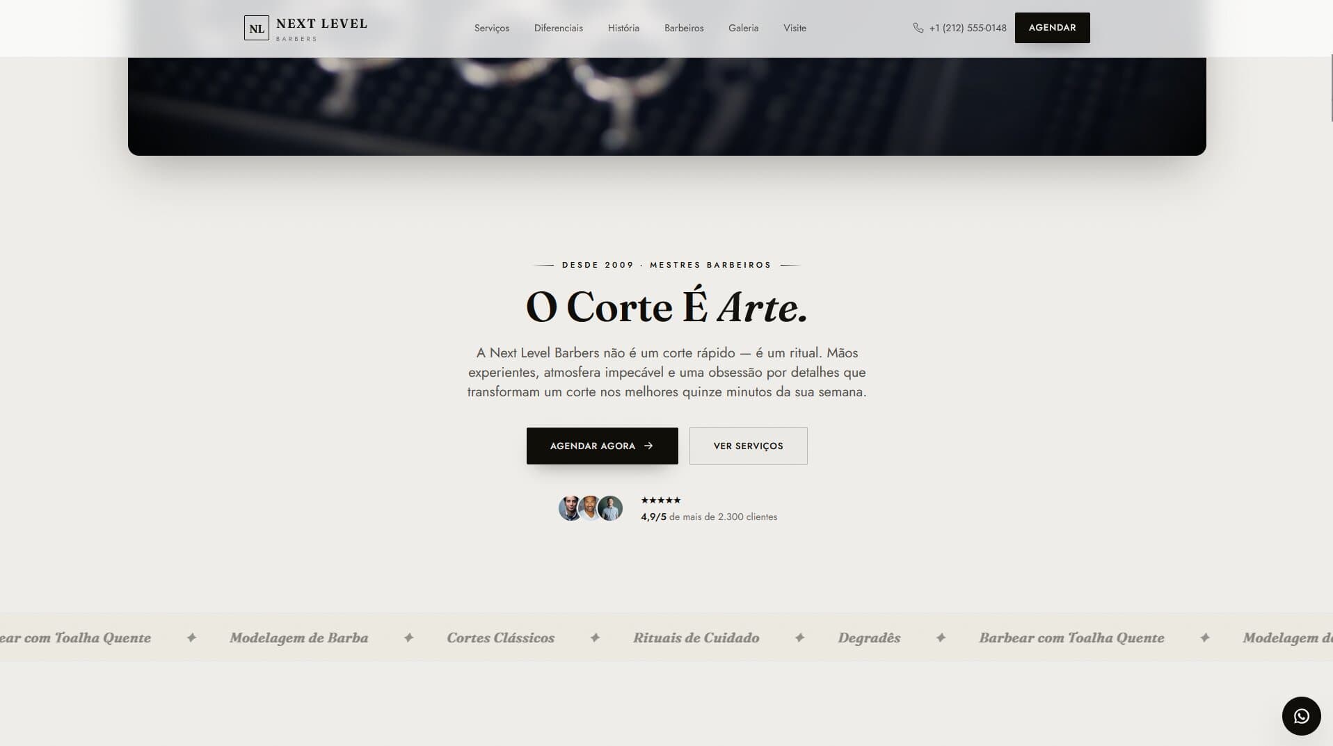 Next Level Barbers — landing page